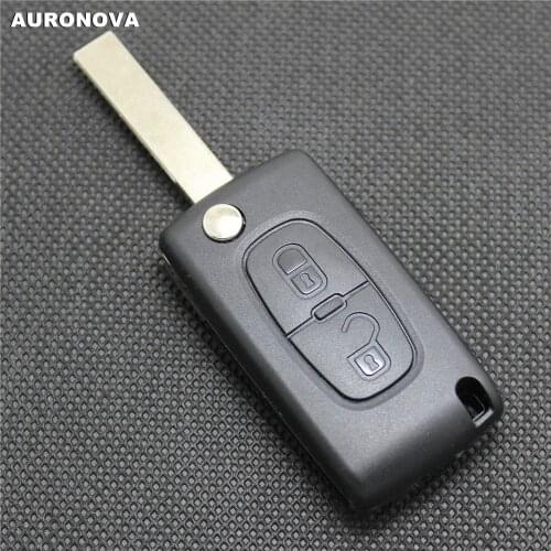 AURONOVA New Replace Folding Key Shell for Peugeot 307 308 408 3008 2 Buttons Remote Car Key Case Hu83 Blade