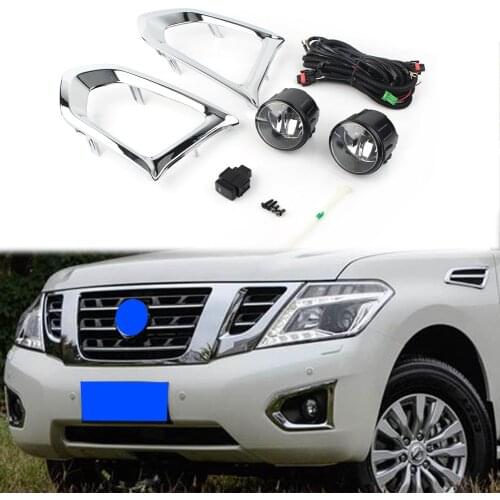 Car Front Fog Light Driving Lights Lamp Assembly w/ Wire For Nissan Patrol Y62 2016 2017 2018