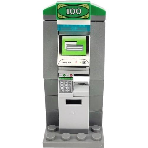 ATM Bank Blocks City Series Figures Enlighten Toys Educational Children MOC DIY Creators Kids Models City Series ATM Bank Blocks