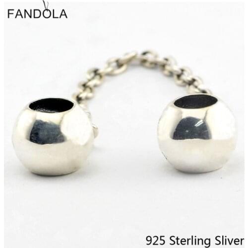 CKK 925 Sterling Silver Signature Safety Chain Charms Original Fashion Fits For Bracelets & Bangle DIY Jewelry