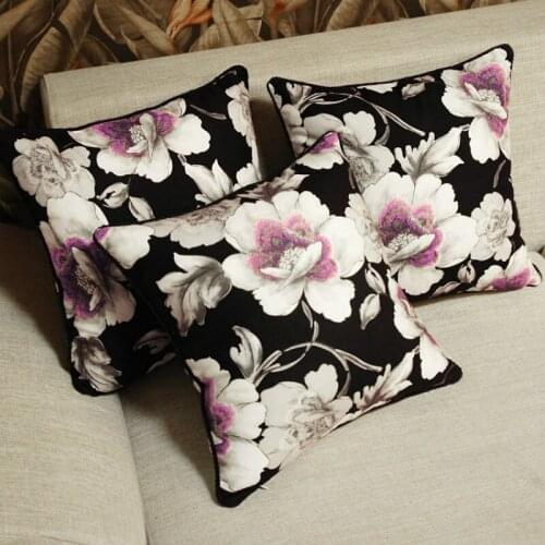 DUNXDECO Cushion Cover Decorative Pillow Case Cojines Country Style Dark Big Flowers Shame Home Office Sofa Chair Coussin