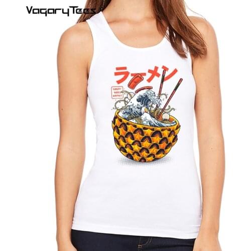 Japan Style Sushi Ramens pineapple Print tank top Summer Hip Hop Streetwear Hoodie Top Mens Funny Casual Tops