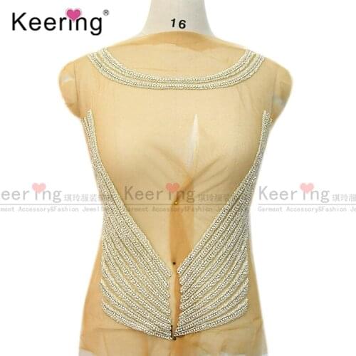 Deep V sexy crystal rhinestone bodice for evening dress WRA-803