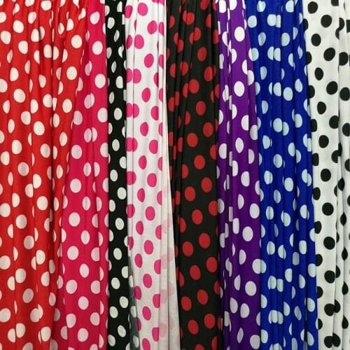 Good 4 Way Stretch Knitted Cotton/Spandex Ice Silk Fabric Dots Printing Cloth Sewing DIY Dance Clothing/Fashion Casual Dress