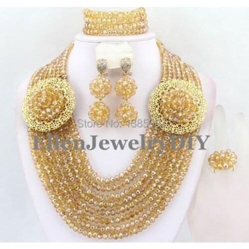Indian African Beads Jewelry Set nigerian wedding bridal Crystal Beads Necklace Set African style necklace jewelry set W7073