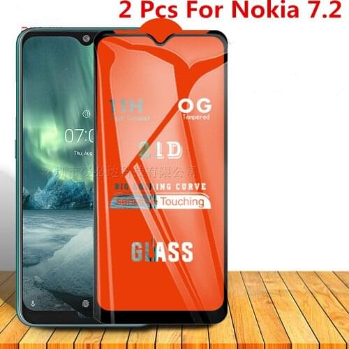 2 Pcs 21D Curved Tempered Glass For Nokia 7.2 Full Cover 11H Protective film Screen Protector For NOKIA 7.2