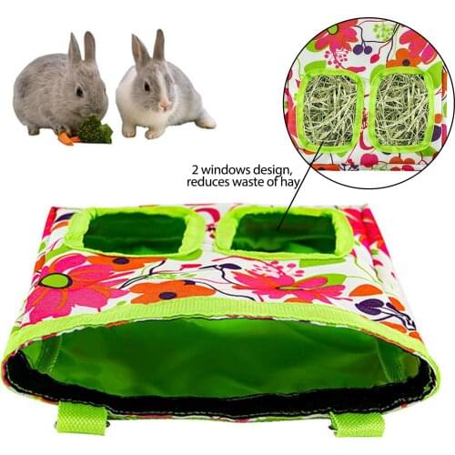Rabbit Feeding Bag Guinea Pig Hay Bag Small Animal Hay Feeder Bag Rabbit Hanging Feeder Holder Dispenser Container For Small Pet