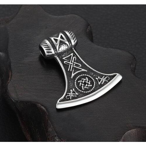 Stainless Steel Viking Axe Pendant for Necklace DIY Accessories Pendants Findings Jewelry Making Supplies Vintage Charm Hole 4mm