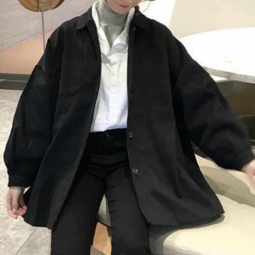 Basic Jackets Women New Oversize Spring Harajuku Retro Loose All-match Leisure Ulzzang Female Jacket Solid Chic Button Outerwear