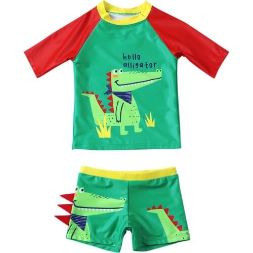 2021 Summer Toddler Kids Baby Boys Dinosaur Cartoon Patchwork Swimwear Swimsuit Summer Outfits Sets Boys Summer Clothes #l12