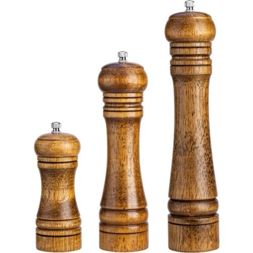 Schnesland Pepper Mill Oak Wood Salt and Pepper Grinder Ceramic Adjustable Coarseness Grinder