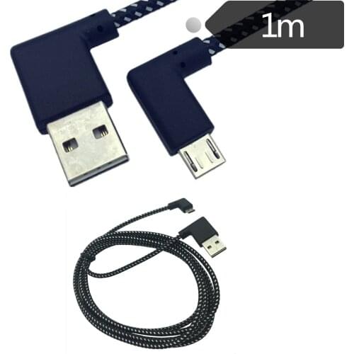 Micro Woven USB 2.0 male to Left Angle Micro 5pin male USB 2.0 Cable Reversible Left Right Angled 90 Degree Data power cable
