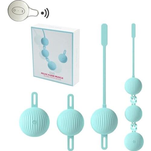 Remote Control Kegel Balls Set For Women Pelvic Floor Tightening Exercises Muscle Dumbbell Ball Ben Wa Ball Sex Toy Blue Edition