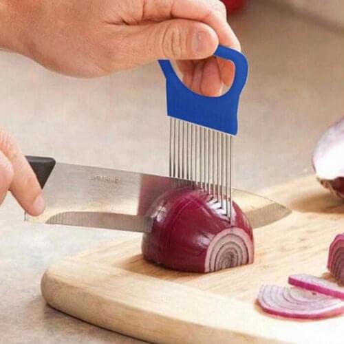 New Anti-slip holder Shrendders Slicers Tomato Onion Vegetables Slicer Cutting Aid Holder Guide Slicing Cutter Safe Fork