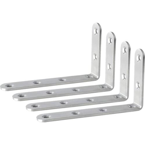 New 4Pcs Corner Brackets 3 X 5 Inch,Right Angle Bracket 304 Stainless Steel with Screws,L Shaped Brackets for Shelves Furniture