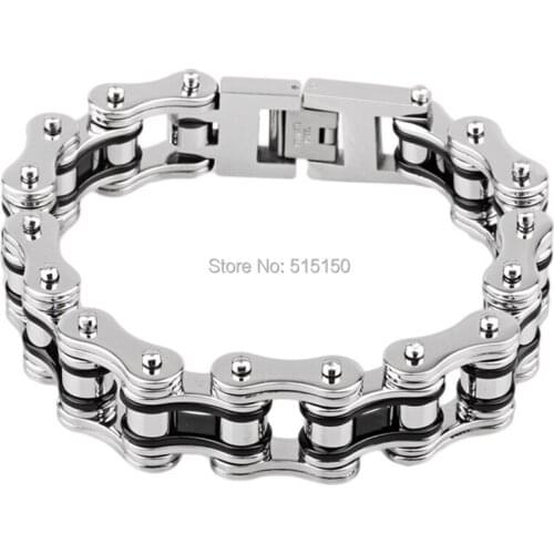 Huge Heavy 19MM Mens Boys Silver Color Motorbike Chain Biker Bangle Bracelet 316L Stainless Steel Fashion Jewerly