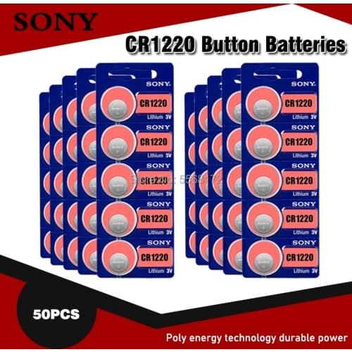 50pcs Sony CR1220 100% Original Button Cell Battery cr 1220 ECR1220 GPCR1220 For Watch Car Key Remote control 3v Lithium Battery