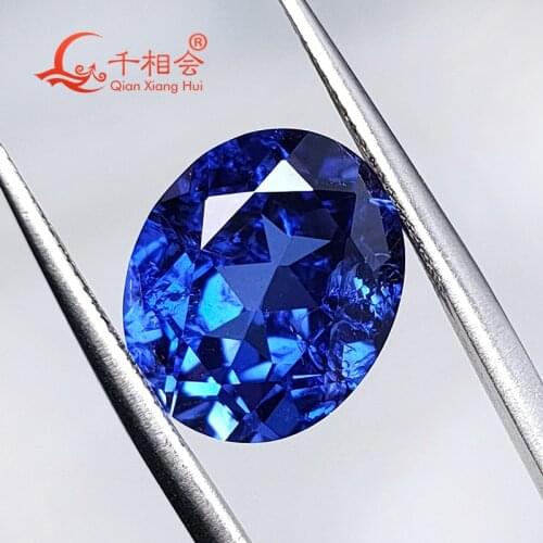 Oval shape Artificial sapphire 33# light blue color including minor cracks and inclusions corundum loose gem stone