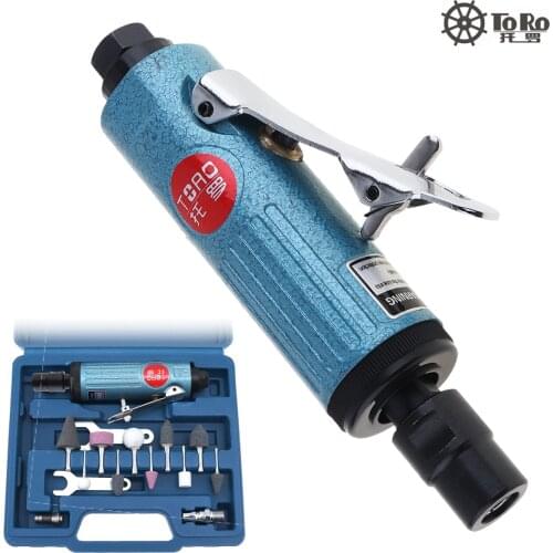 1/4 inch Mini Air Compressor Die Grinder Pneumatic Tools Grinding Machine with Wrench Collet Chuck 14pcs Rotary Tool DIY Kit