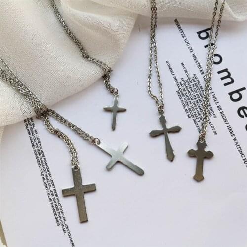 Fashion Cross Stainless steel Pendant Necklace Simple Unisex Punk Cross Long Chains Necklace Friends Gifts Jewelry