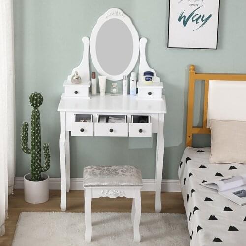 Modern Dressing Table Bedroom With Drawers Dresser Home Organizer Mirrored Minimalism Furniture Desktop Household 75x40cm HWC
