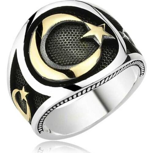 Tevuli 925 Sterling Silver Moon Star Men 'S Ring