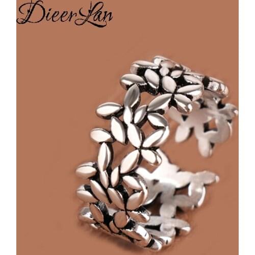 Genuine Silver Color Large Leaf Rings for Women Simple Solid Silver Rings Party Vintage Jewelry 2021