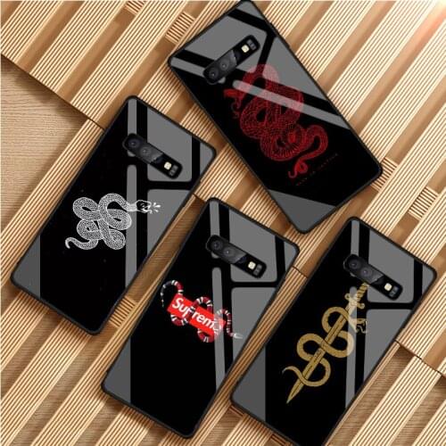 Snake Tempered Glass Phone Case For Samsung Galaxy S8 S9 S10 S20 PLUS J8 J6 J4 2018 NOTE 8 9 10 Cover Shell
