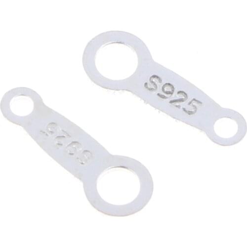 10 Pcs 925 Sterling Silver Double Hole Chain Tag Jewelry Buckle Connector
