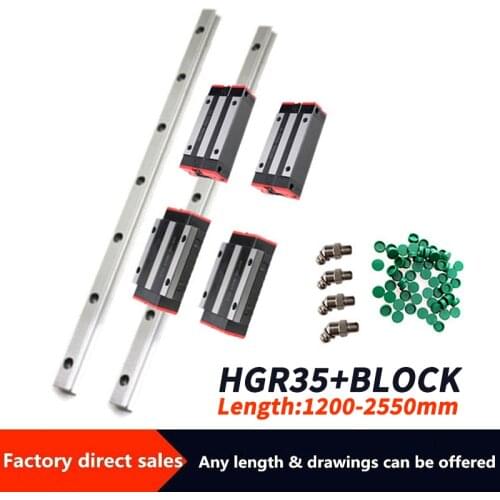 2PCS Linear Rail Guide HGR35 +4PCS HGH35HA/HGW35HA Linear Narrow/Flange carriges Sliding Block cnc parts
