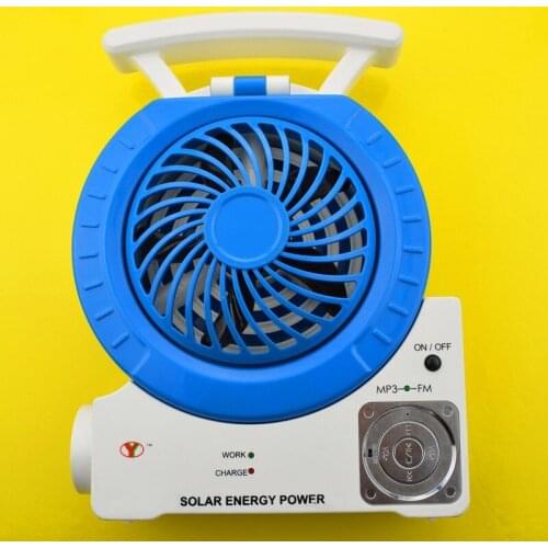 2014 TF card slot FM radio MP3 phone connect speaker table lamp spotlight 7 function solar powered electrical fan