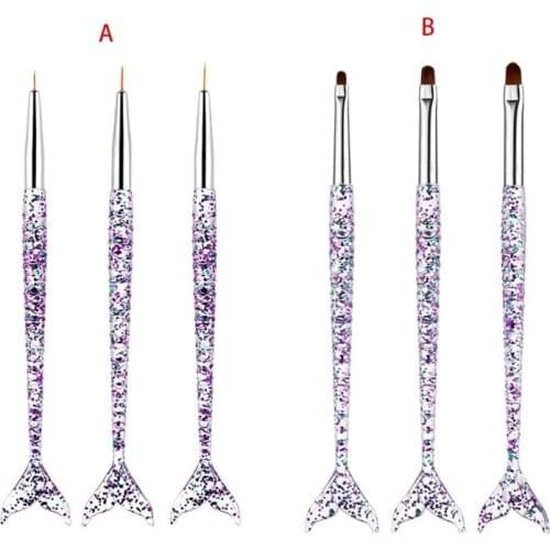 3PCS Acrylic Nail Brushes Nails Liner Painting Brush Art Design UV Gel Drawing Manicure Salon Tools