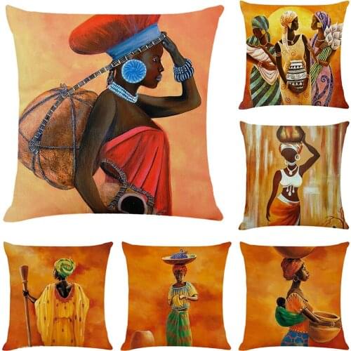 Africa Women Cushion Cover Hoga Decorative Pillow funda cojines 45x45 housse de coussin Nordic Throw Pillow Cover for Sofa Car