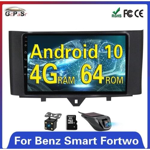 4G+64G IPS Android 10 For Mercedes Benz Smart fortwo 2011-2015 Car Radio Multimedia Video Player Navigation GPS NO dvd 2DIN Wifi