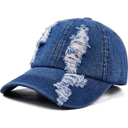 2020 New Solid Hole Denim Baseball Cap Snapback Hats Men Women Wash Cowboy Hats Bone SunHip Hop Jeans Cap Casquette Gorras