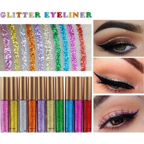 Glitter Liquid Eyeliner Waterproof Makeup Eyeliner Metallic Shining Glitter Eyeshadow Pigment MA