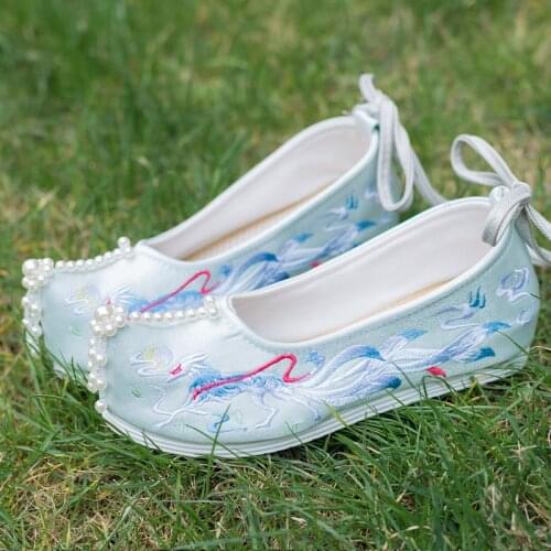 Hanfu Shoes with Embroidered Ancient Chinese Traditional Shoes and Women Han Elements