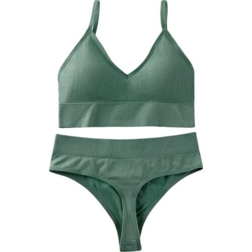 Sexy Women Bra Set Push Up Sports Bra Sexy G-String Seamless Active Bra Thong Lingerie Set Fitness Crop Top Underwear