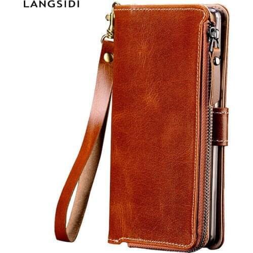 Natural Leather case for Honor 10X Lite 9X 8X Note 10 V30 Pro V20 V10 10i 20i 30S 30 Pro 20 Pro 10 9 Lite Wallet Bag Wrist Strap