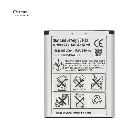 Ciszean 1x BST-33 Phone Replacement Battery For K530 K790 K790i K790C K800 K800i K810i K818C W595C T700 C702 G705 V800 950mAh