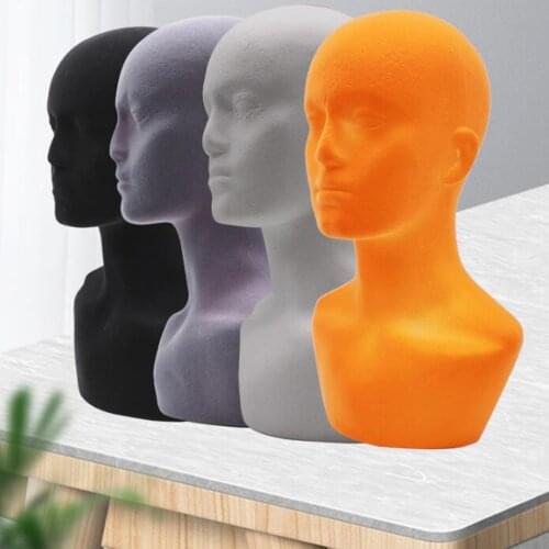 Light Male Mannequin Head Styrofoam Foam Head Model Stand Wig Hair Hat Headset Display Stand Rack Manikin for Hat Wig 21