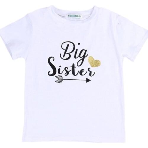 Short Sleeve Cotton Girl White Matching Clothes Toddler Baby Kids Girls Clothing T-shirt Tops