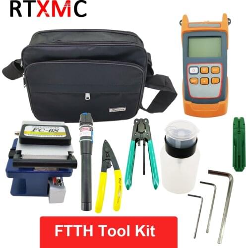 Fiber Optic FTTH Tool Kit FC-6S Fiber Cleaver and Optical Power Meter 5-30km Visual Fault Locator Cable Wire Stripper