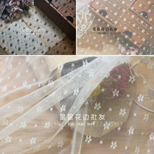 150cm Wide High Quality Stretch Mesh Lace Fabric Jacquard Flower Polka Dot Bridal Wedding Clothing Bottoming Shirt Sleeve Fabric