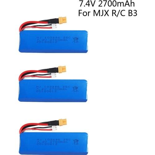 3PCS 7.4V 2700mAh Lipo Battery for mjx B3 Bugs 3 Force1 F100 Contixo F17 RC quadcopter drone spare parts RC Parts Li-po