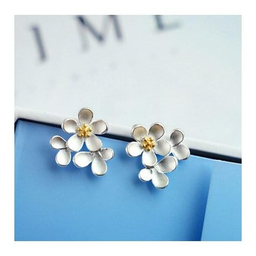 Daisies 925 Sterling Silver Earrings Flower Small Petals Stud Earrings for Women