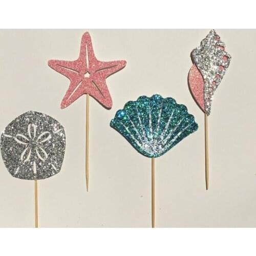 Sea Shell ocean beach engagement birthday Cupcake Toppers wedding bridal baby shower Party treat toothpicks photo booth props