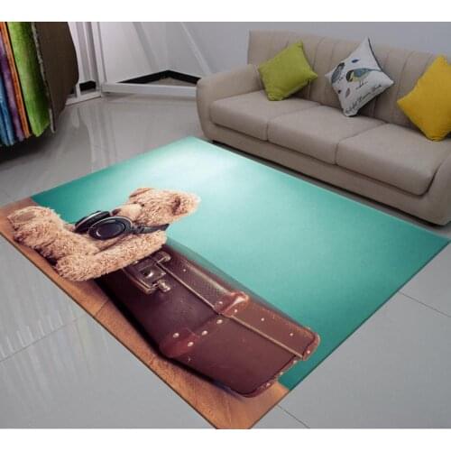Cartoon Teddy Entrance Doormats 3D Print Doll Kids Bedroom Playing Rugs Custom Floor Mat for Living Room Bedroom Kitchen Rugs