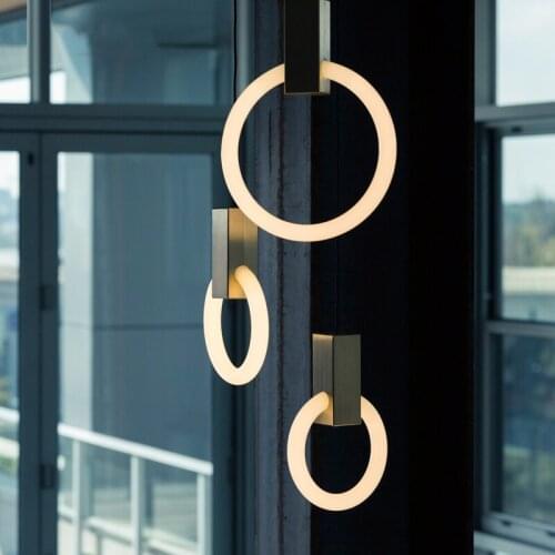 Nordic replica pendant light Restaurant Creative Individual Art ring led chandelier Staircase Bedroom house lighting fixtures