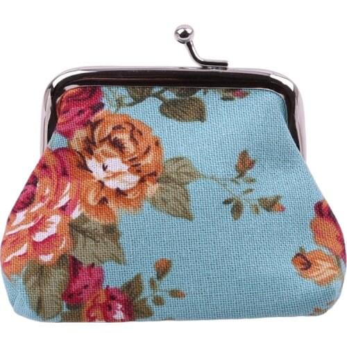 1PC New Elegant Roses Canvas Mini Coin Purses Zero Wallet Vintage Flower Small Wallet Mini Purse Clutch Bag Purse Pocket